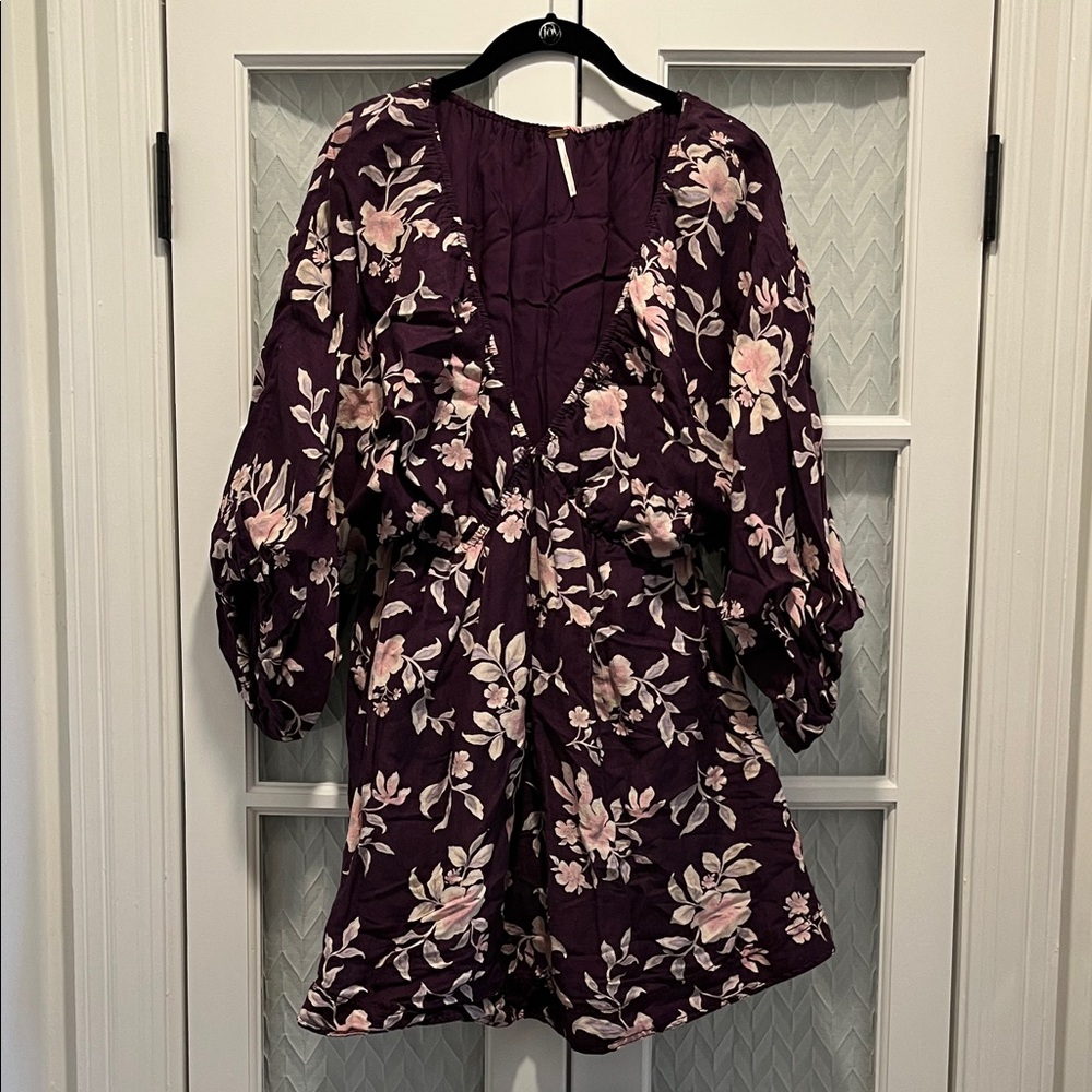 Floral Purple and Pink Linen Lined Dress